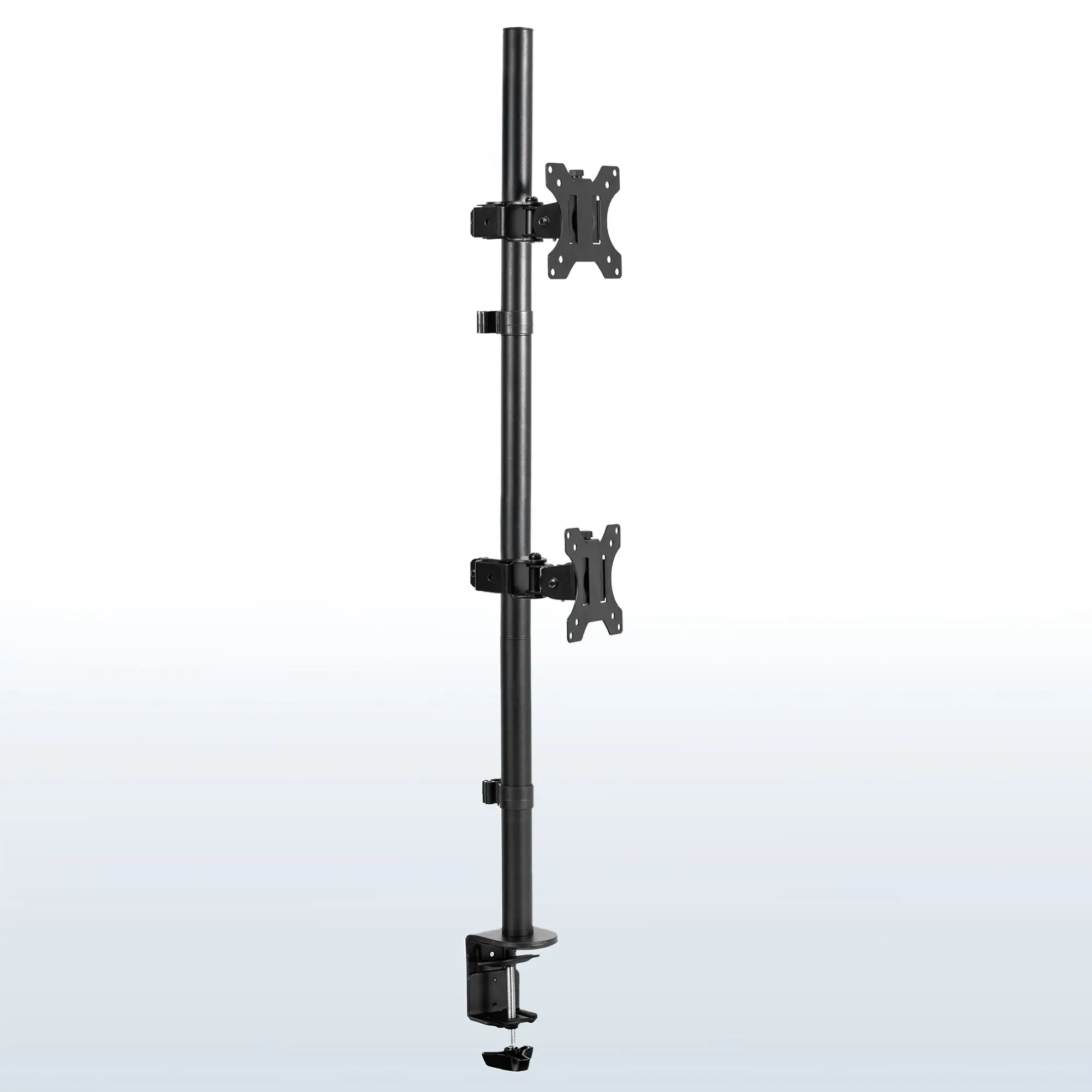 Adjustable Dual Ultrawide Vertical Monitor Desk Mount with Double Arm Desk Stand, Tabletop Office Commercial Furniture Accessory, Fits Up to 45" Screens, Assembly Required