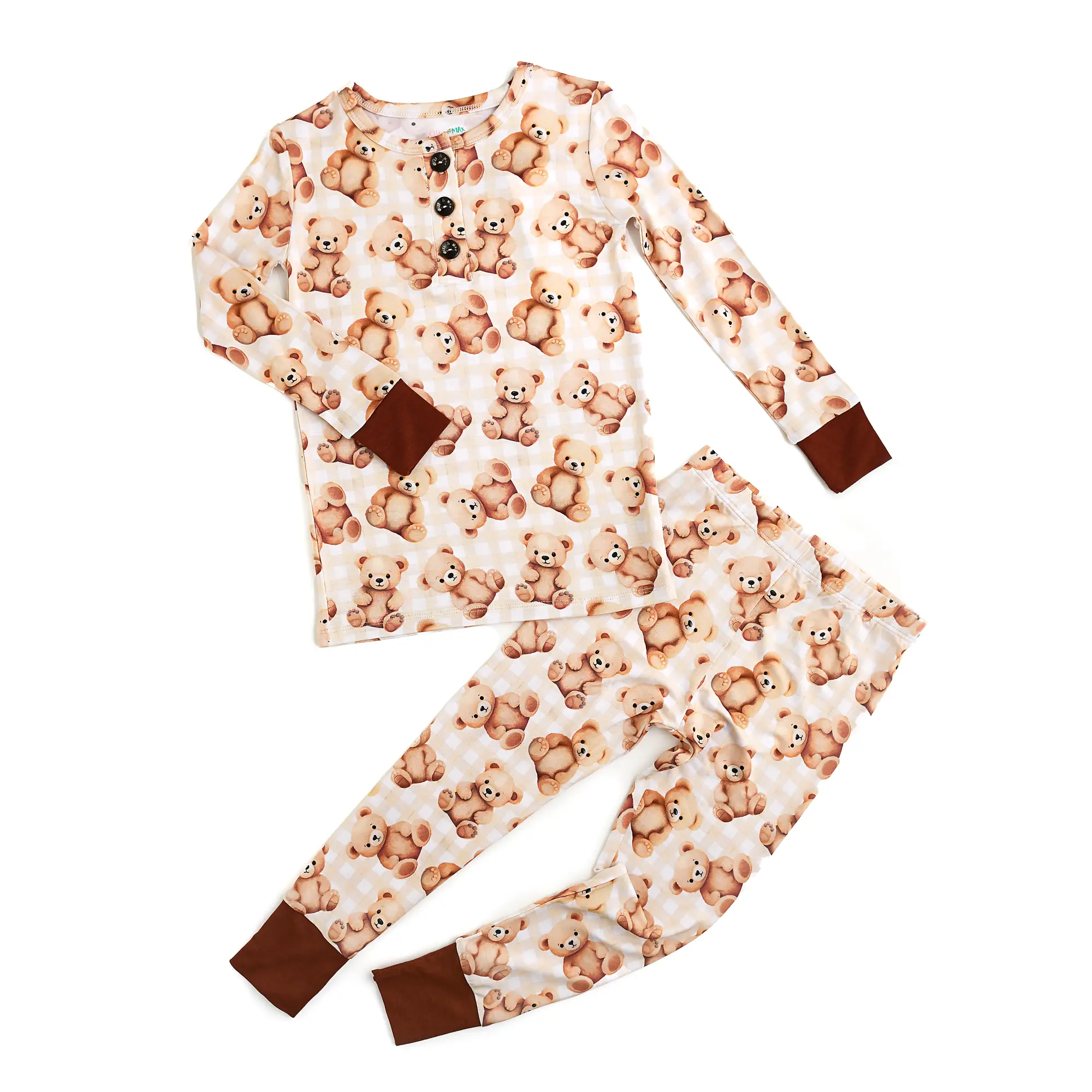 Teddy Two Piece Bamboo Bear Brown Toddler Button Ultra Soft Flexiable Fit