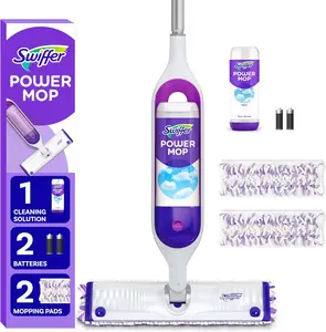 Swiffer PowerMop Multi-Surface Mop Kit for Floor Cleaning, Includes 2 Mopping Pad Refills, 1 Cleaning Solution, 2 Batteries