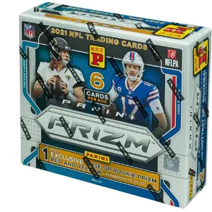 Panini 2021 Prizm Football Asia Tmall Box (1 Exclusive Rookie Vet Prizm Red Yellow Numbered to 39 or Less) Trading Cards