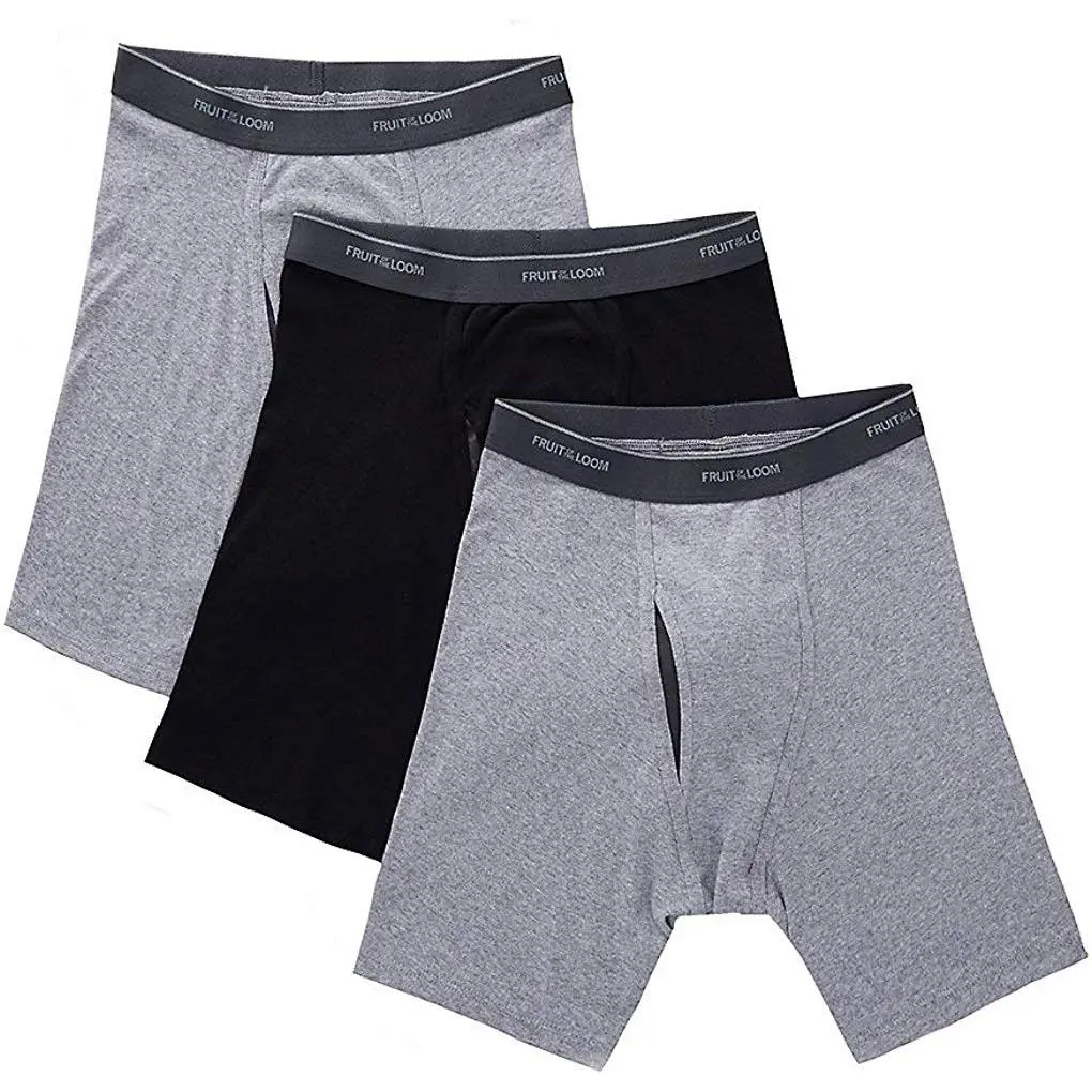 Fruit Of The Loom Mens Coolzone Black and Gray Boxer Briefs 3-Pack