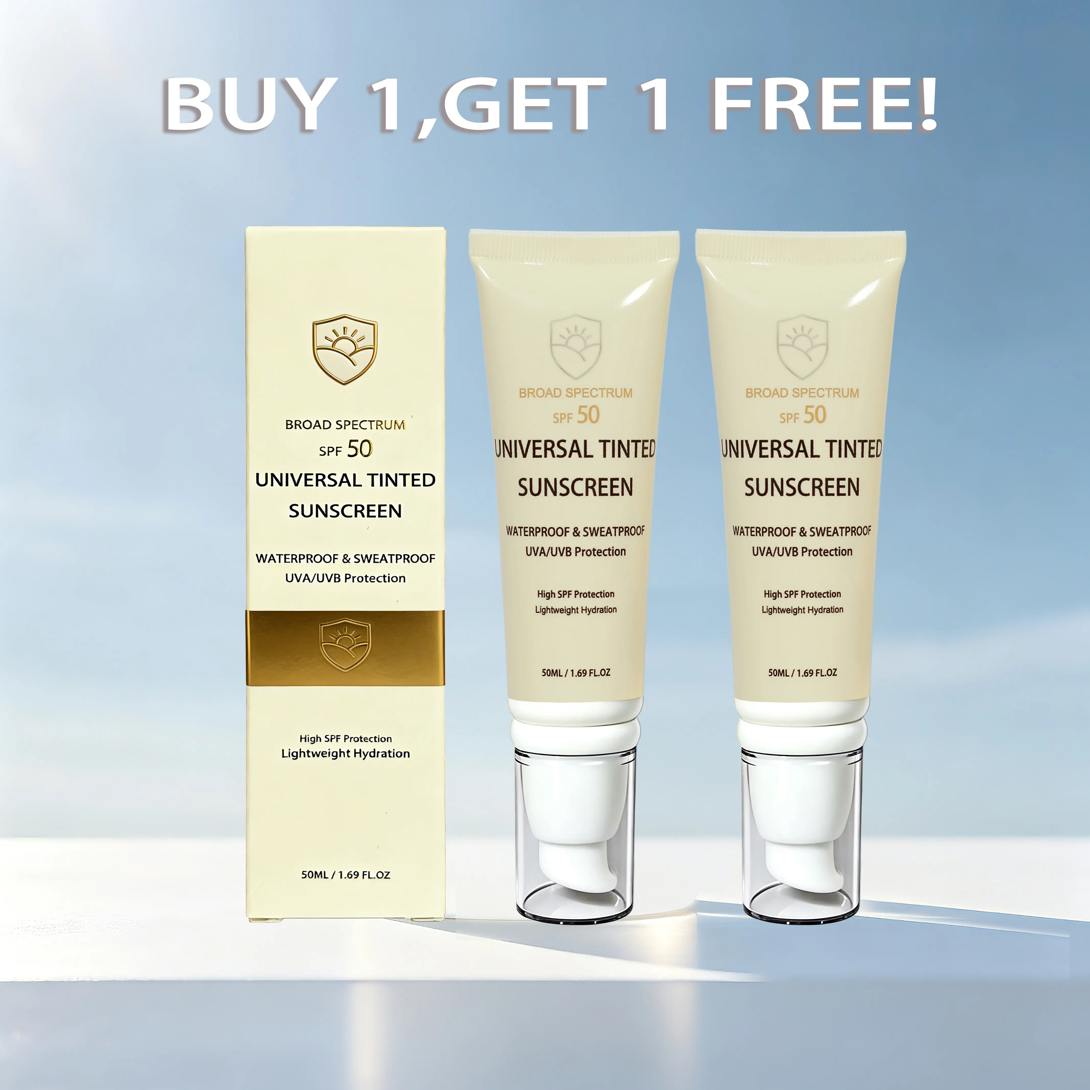 Buy 1 Get 1 Free！Moisturizer sunscreen face sunscreen man and woman Hydrate Moisture Hydrating Tinted Sunscreen Moisturizer Moisturizing Daily Spf50 Lightweight nongreasy skincare