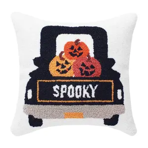 18" x 18" Spooky Pumpkin Truck Pillow by Valerie