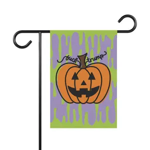 F*ck Trump Jack-O-Lantern Slime Garden Flag, Fun Liberal Fall Decor, FDT Outdoor Banner, Harvest Home Decoration, Spooky Season Garden Sign