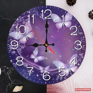 Purple Butterfly Wooden Clock, vintage Wall Clocks Galaxy Aesthetic , Boho Gift Bedroom Decor