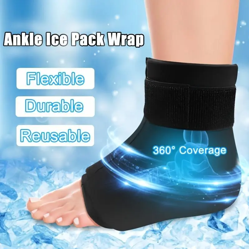 1pc Ankle Ice Wrap, Ankle Foot Ice Heel Ice Pack, Hot Cold Pack, Reusable Gel Ice Pack For-With Adjustable Strap to Offer Firm Fit-Ankle Ice Pack for Gel Cold Compress, Reusable, Hot And Cold Compress (L-Xl)-Adjustable Design-Three Colors Available