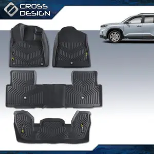 CROSSDESIGN Floor Mats Fit For 2023-2024 Honda Pilot Floor Mats Set Tpe All Weather 3 Row Liners 4pcs