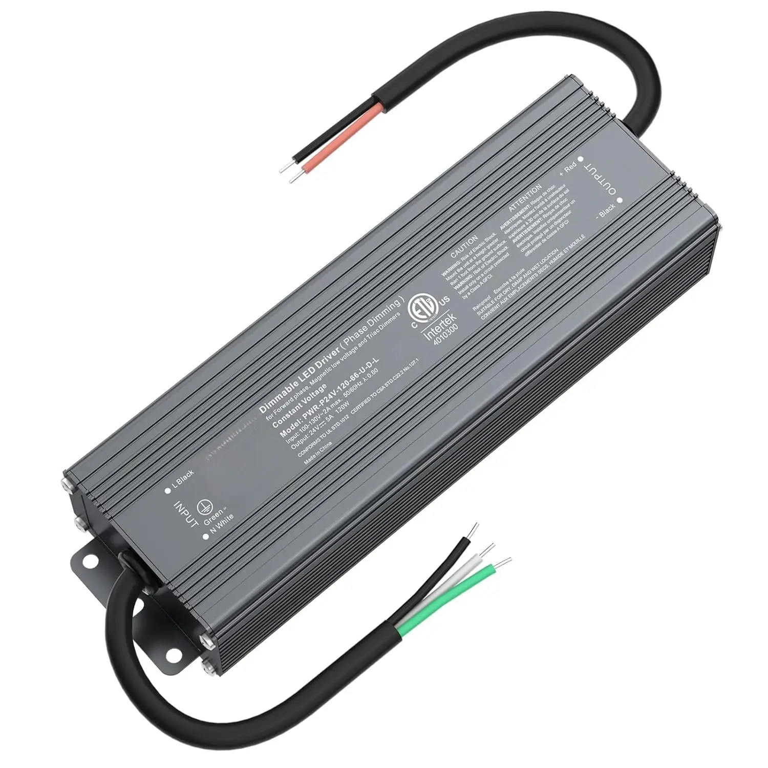 120W Triac Dimmable LED Driver,Power ,AC 120V to DC 24V Transformer,Compatible with Lutron and Leviton Dimmers,for LED Lighting,ETL Certified