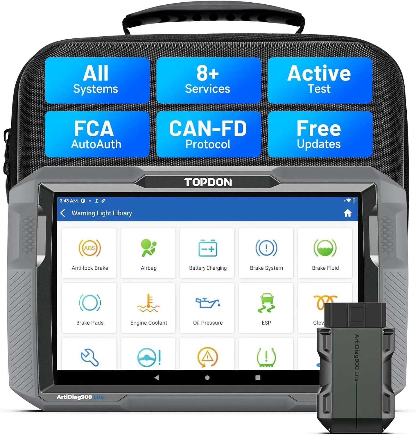TOPDON Car Diagnostic Tool ArtiDiag900 Lite with BiDirectional Scan, FCA Gateway and CAN-FD, Full Systems Diagnosis with 8+ Reset Services, Lifetime-Free Update Wireless Bluetooth OBD2 scanner, AutoVIN, Automotive Scan Tool Vehicle