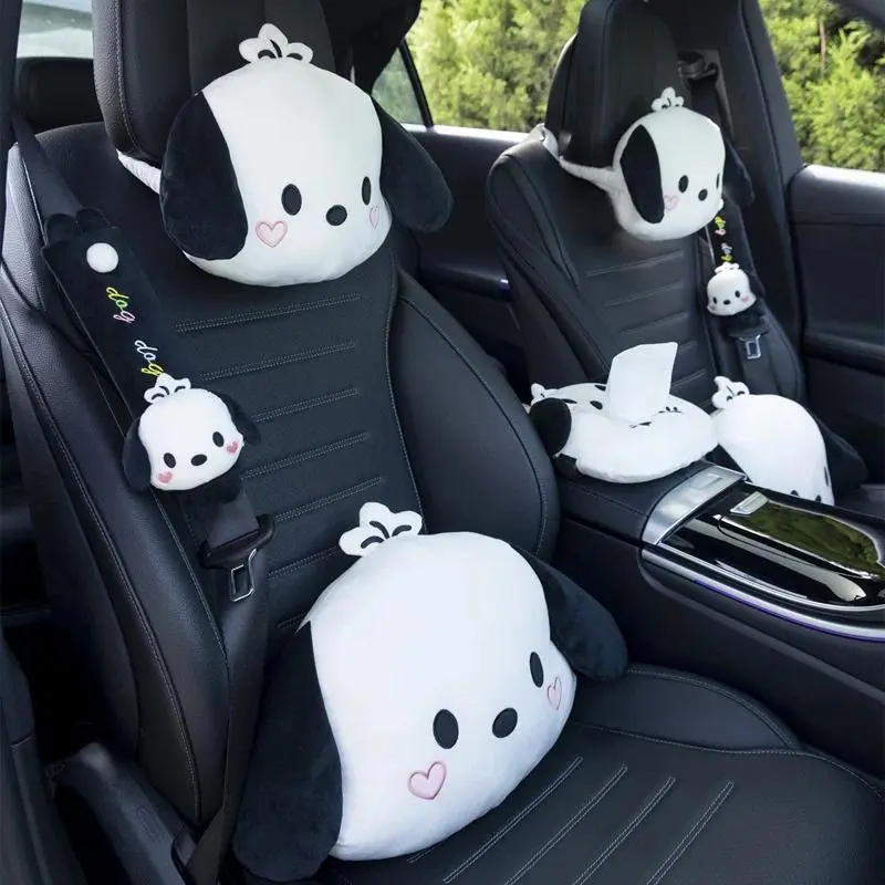 Pochacco Headrest Back Cushion For Car Seat Belt Cover Tissue Box Cover Lovely Japanese Style Car Decor Comfortable Gifts Girl