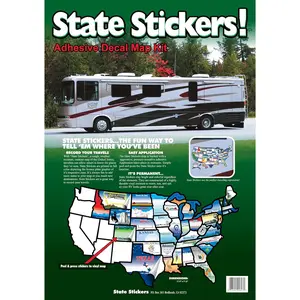 The Original   States Stickers  USA Travel Map Tracker, State Decals for Luggage, Scrapbook, Laptop, Phone, Journal, and Souvenirs  RV or Camper Trailer Adhesive Decal Map Kit