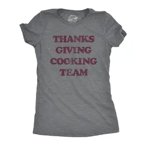 Womens Thanksgiving Cooking Team T Shirt Funny Turkey Day Dinner Chef Graphic Tee Funny Womens T Shirts Cute Vintage Fashion Casual Ladies T-Shirt Gift Thanksgiving Tops for Women Funny Food Top Women's Novelty Dark Grey