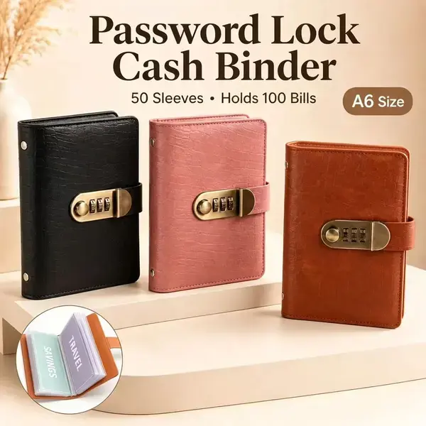 A6 savings notebook, a small financial management book with a lock, suitable for storing money and important information, cash notebook Bill Organizer Planner Monthly Budget Planner