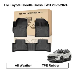 Custom Cut All-Weather Floor Mats for Toyota Corolla Cross 2022-2024 - Grid Lines, High Edge, Odorless, High Quality, Heavy-Duty, Non-Slip Custom Fit Liners, Automotive Car Interior Accessories for Men