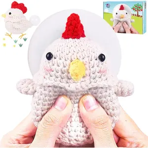 Crochet Kit for Beginners, Squeeze Bubble Amigurumi Crocheting Kits w Step-by-Step Video Tutorials, Knitting Starter Supplies for Adults ,   Bubble Chicken (40%+ Yarn)