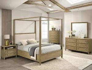 B8250-4PC 4 pc Sienna rustic light brown finish queen canopy bedroom set