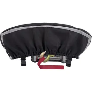 Badlands Winch Cover 12000 Lb Waterproof, winch accessories, High Durability Heavy Duty Oxford Fabric Dust Prevention Sunproof with Reflective Ribbon for Electric Winch (Black)
