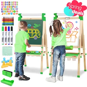 Joyooss Kids Easel Wooden Double-Sided with Paper Roll Joyooss 126 GREEN Painting Board Art Materials Drawing