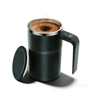 Electric Self Stirring Coffee Mug with A Built-In LCD Thermometer, New Smart Self Mixing Coffee Mug with Lid for Coffees, Milk, Cocoa