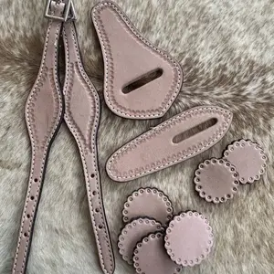 10 Piece Natural Leather Shell Tooled Western Saddle Repair Kit