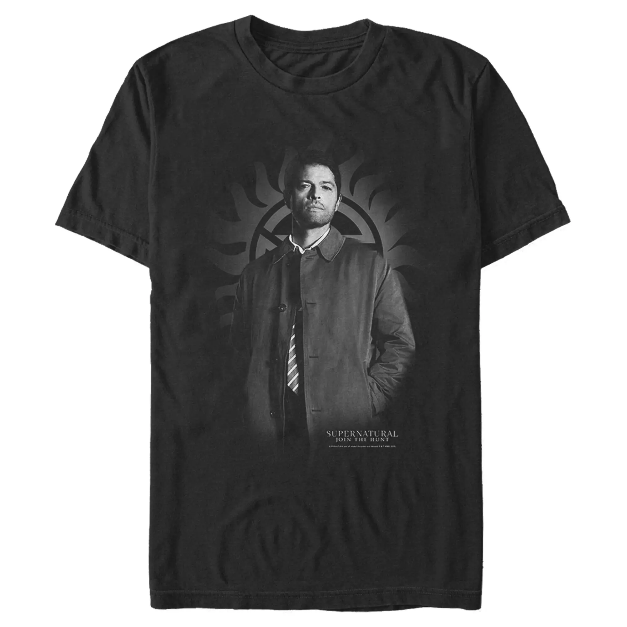 Men's Supernatural Castiel Gray Grayscale Angel T-Shirt