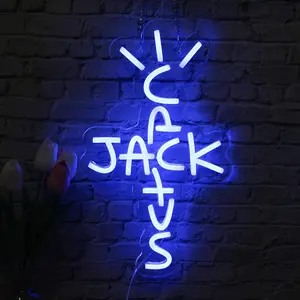 Cactus Shaped Neon Sign, USB Powered LED Wall Decor with Power Cord, Multi-purpose Button Control Art Light for Bedroom, Bar, Office(Bule）- Father's Day Party