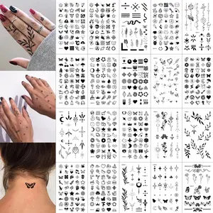 630 PCS Small Finger Temporary Tattoo Adult Realistic Tiny Fake Tattoos For Women Bulk Mini Cute Black Long Lasting Temp Tattoos Stickers For Hand