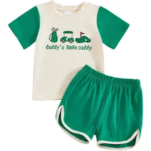 Toddler Baby Boy Golf Outfit Summer Clothes Short Sleeve T-Shirt Tops & Loose Fit Shorts 2Pcs Set