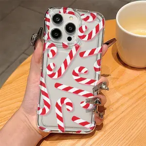 Transparent Christmas Gingerbread Man Pattern Anti-Drop Phone Case, Compatible with Apple & Samsung Models, Perfect Gift for Women & Girls
