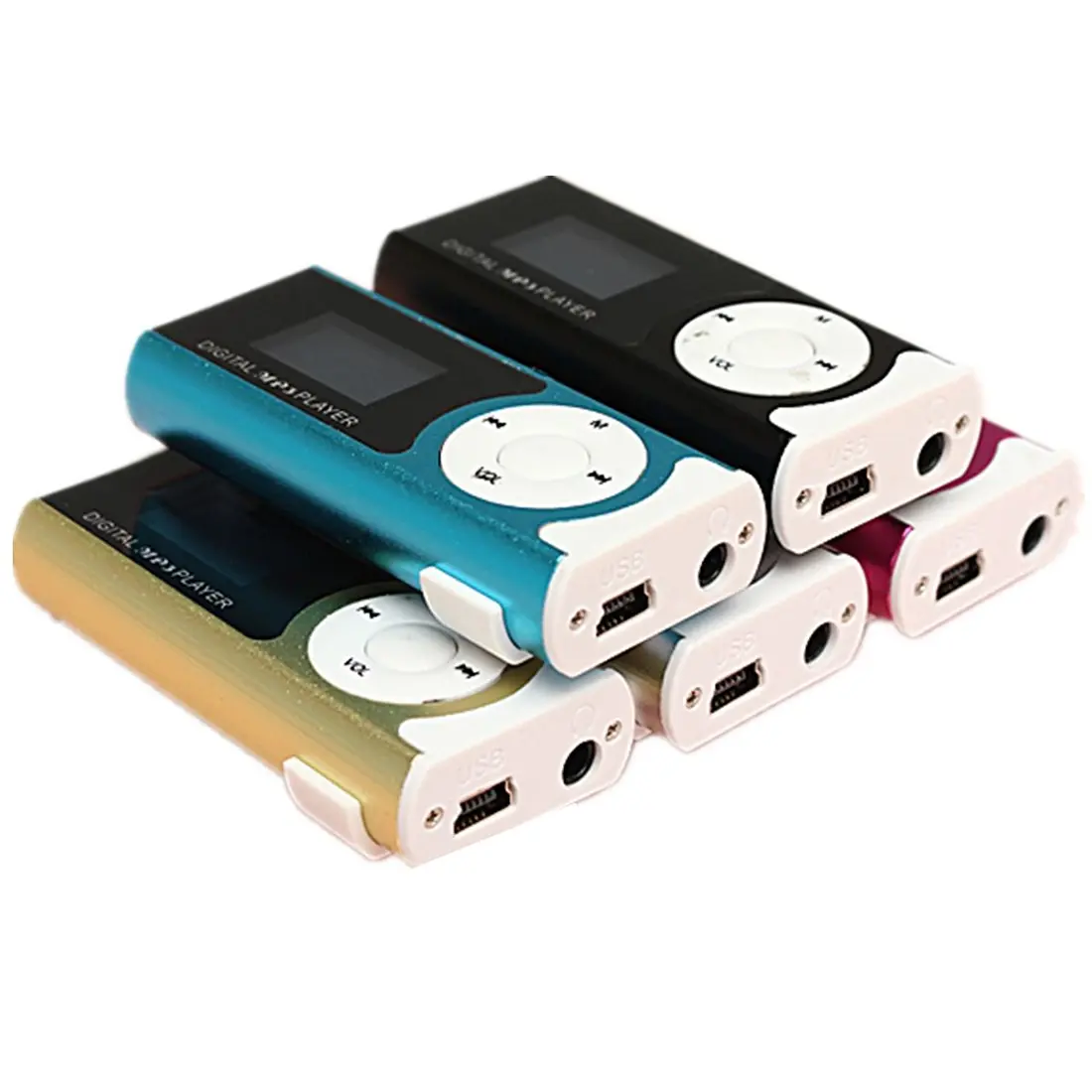 16GB Compact Chargeable LCD Screen Mini USB Clip MP3 Digital Audio Player - Aluminium Hanging Home Decor Accessory, Mini SD TF Card Compatible, Mp3 Player