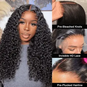 Cynosure Curly 13x6 Lace Front Wig Human Hair Pre Plucked Pre Bleached 220% density 13x6 HD Lace Frontal Wig Affordable Human Hair Wigs For Women