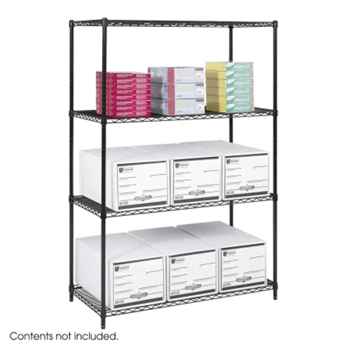 Safco 5294BL Black Adjustable Industrial Wire Shelf, Home Organiser, Storage Racks - 48x24in