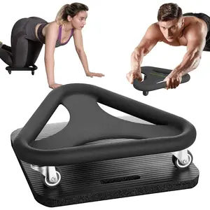 BODY RHYTHM Abdominal & Core Coaster Strength Workout Trainer, Ab Wheel Roller Exercise Machine with Knee Mat for Home Gym Workout Fitness.
