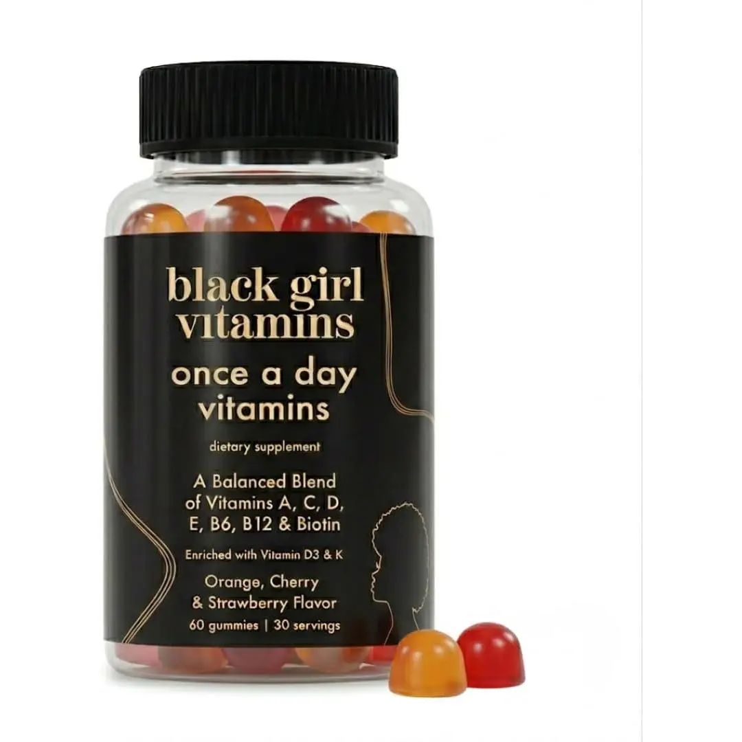 Black Girl Vitamins Once a Day - Womens Multivitamin Gummy - Vitamin A, B, C, E and Zinc. Multivitamin for Women, Immune Support. Vegan, Gluten-Free. Made in The USA (30 Day Supply, Strawberry)