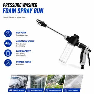2-in-1 Car Wash Foam Gun & High Pressure Hose Nozzle – Garden Hose Nozzle, Water Hose Nozzle, Car Soap Foam Sprayer, Car Wash Soap Sprayer, Hose Sprayer for Car Cleaning & Garden Use