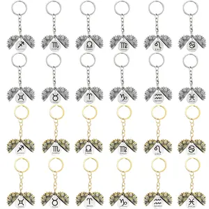 Sunflower Zodiac Keychain Gift, 12 Constellation Pendant Charm for Women and Men, Multi-Purpose Key Ring for Bags, Keys, Car Rearview Mirror, and Phone, Ideal Birthday, Christmas, and Graduation Gift for Best Friend and Student