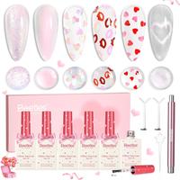 Glitter Top Coat - 6Pcs *10ml - Valentines Limited