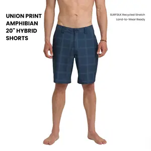 Quiksilver | Union Print Amphibian 20" Hybrid Shorts | SURFSILK Recycled Stretch | Fixed Waist & All-Over Print | Land-to-Wear Ready