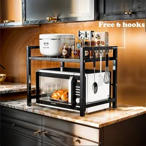 Microwave rack, microwave storage rack, adjustable stand for bread makers and cookware, kitchen countertop storage rack for toasters