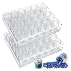 2 Pack 30 Grids Diamond Painting Storage Containers, Embroidery Diamond Storage Box Beads Organizer Case with Lid Clear Nail Art Accessories for Jewelry DIY