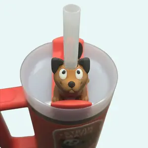 Straw Mates - Cute Articulating Dog Straw Topper for Tumblers | Adorable Drink Best Friend