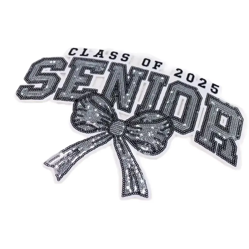 Chenille Senior Class of 2025 Iron On Patch - Perfect for T-Shirts, Sweatshirts & Crewnecks with Bows