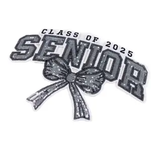 Chenille Senior Class of 2025 Iron On Patch - Perfect for T-Shirts, Sweatshirts & Crewnecks with Bows