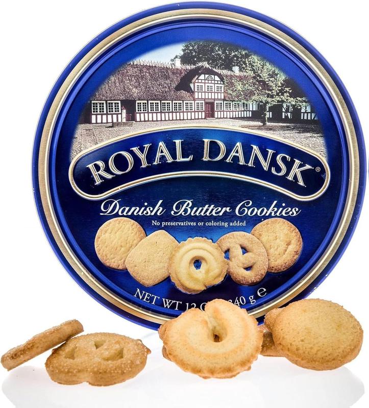 Royal Dansk Danish Butter Cookie Selection, 12 oz Tin – Authentic Assortment of Original Butter Cookies Made with Real Butter, No Preservatives or Artificial Colors, Perfect for Gifting