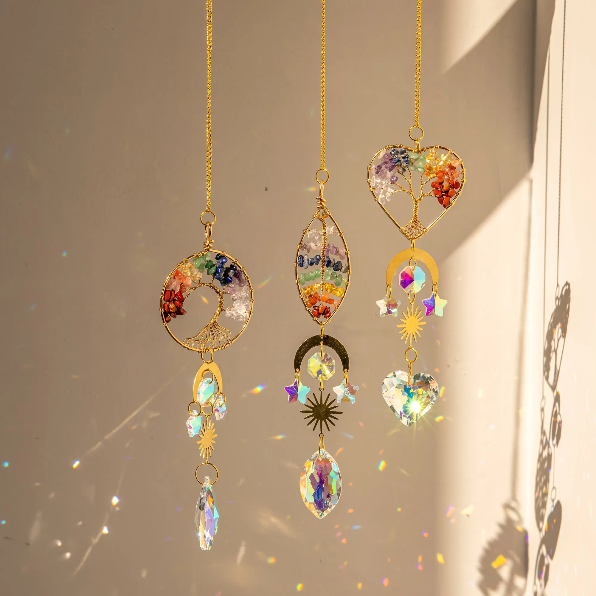 Crystal Light Catcher Life Tree, Window Hanging Life Tree Sun Catcher Decoration Items Car Prism, Wheel Feng Shui Home Decor Wall Hanging Design