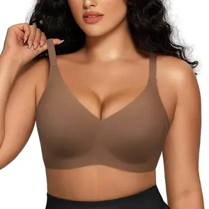 MImilemon Womens Jelly Bras Wireless Comfortable Soft Push Up Bralettes Seamless Tshirts Bras Deep V Everyday Bras
