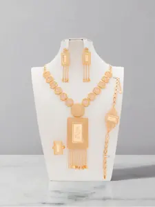 Women's Elegant Jewelry Set, Fashion Pendant Necklace & Dangle Earrings & Ring & Bracelet, Trendy All-match & Exquisite Jewelry Set for Birthday Gift, Fashionable Jewelry Set