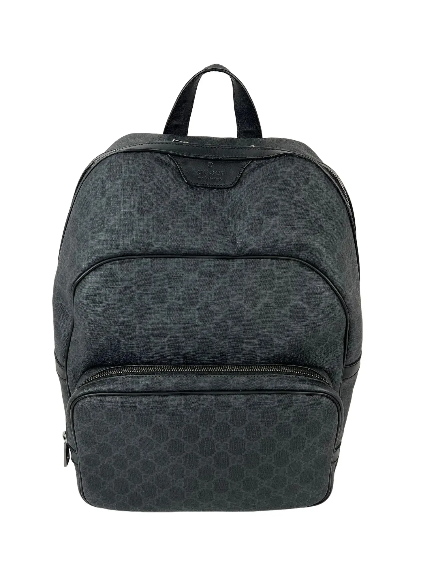 Pre-owned GUCCI GG Coated Canvas Backpacks Gucci Supreme Medium Day Gray Black Backpack