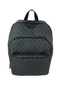 Pre-owned GUCCI GG Coated Canvas Backpacks Gucci Supreme Medium Day Gray Black Backpack