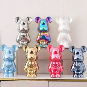 Molten Glaze Ceramic Melancholy Bear Sculpture, Lead-Free Reinforced Anti-Break Collectible Art, Luxurious Home Decor for Wine Cabinet, Sculpture Desk Decor, Bear Ornament